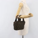 FENDI Zucca Canvas Hand Bag Black Brown Auth 199404-20