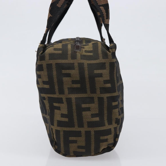 FENDI Zucca Canvas Hand Bag Black Brown Auth 199404