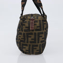 FENDI Zucca Canvas Hand Bag Black Brown Auth 199404-5