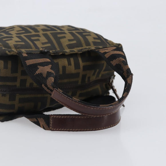FENDI Zucca Canvas Hand Bag Black Brown Auth 199404