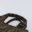 FENDI Zucca Canvas Hand Bag Black Brown Auth 199404-8
