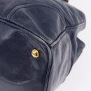Miu Miu Hand Bag Leather Navy Gold Auth 199407V-11