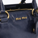 Miu Miu Hand Bag Leather Navy Gold Auth 199407V-14