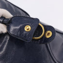 Miu Miu Hand Bag Leather Navy Gold Auth 199407V-15