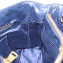 Miu Miu Hand Bag Leather Navy Gold Auth 199407V-18