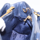 Miu Miu Hand Bag Leather Navy Gold Auth 199407V-19
