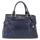 Miu Miu Hand Bag Leather Navy Gold Auth 199407V-2