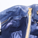 Miu Miu Hand Bag Leather Navy Gold Auth 199407V-21
