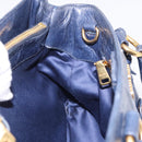 Miu Miu Hand Bag Leather Navy Gold Auth 199407V-22