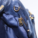 Miu Miu Hand Bag Leather Navy Gold Auth 199407V-23