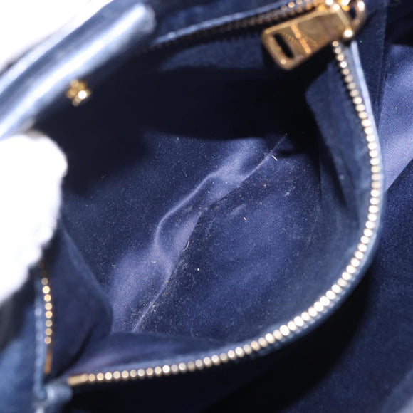 Miu Miu Hand Bag Leather Navy Gold Auth 199407V