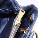 Miu Miu Hand Bag Leather Navy Gold Auth 199407V-25