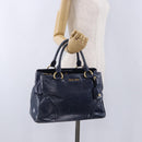 Miu Miu Hand Bag Leather Navy Gold Auth 199407V-29