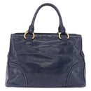 Miu Miu Hand Bag Leather Navy Gold Auth 199407V-3