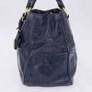 Miu Miu Hand Bag Leather Navy Gold Auth 199407V-4