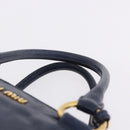 Miu Miu Hand Bag Leather Navy Gold Auth 199407V-8