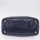 Miu Miu Hand Bag Leather Navy Gold Auth 199407V-9