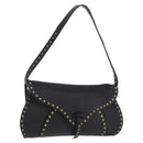 CELINE Shoulder Bag Leather Black Gold Auth 199408V-1
