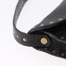 CELINE Shoulder Bag Leather Black Gold Auth 199408V-10