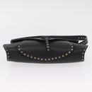 CELINE Shoulder Bag Leather Black Gold Auth 199408V-11