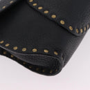 CELINE Shoulder Bag Leather Black Gold Auth 199408V-12