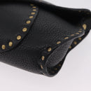 CELINE Shoulder Bag Leather Black Gold Auth 199408V-13