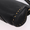CELINE Shoulder Bag Leather Black Gold Auth 199408V-15