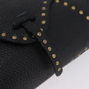 CELINE Shoulder Bag Leather Black Gold Auth 199408V-16