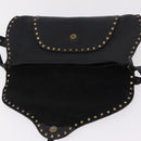 CELINE Shoulder Bag Leather Black Gold Auth 199408V-18