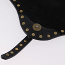 CELINE Shoulder Bag Leather Black Gold Auth 199408V-19