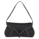 CELINE Shoulder Bag Leather Black Gold Auth 199408V-2