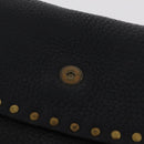 CELINE Shoulder Bag Leather Black Gold Auth 199408V-20