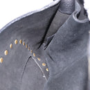 CELINE Shoulder Bag Leather Black Gold Auth 199408V-23