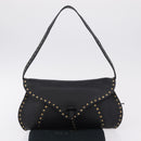 CELINE Shoulder Bag Leather Black Gold Auth 199408V-31