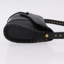 CELINE Shoulder Bag Leather Black Gold Auth 199408V-4