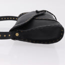CELINE Shoulder Bag Leather Black Gold Auth 199408V-5