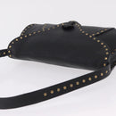 CELINE Shoulder Bag Leather Black Gold Auth 199408V-6