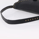 CELINE Shoulder Bag Leather Black Gold Auth 199408V-7