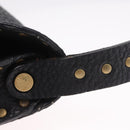 CELINE Shoulder Bag Leather Black Gold Auth 199408V-9