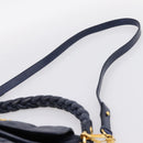 Miu Miu Matelasse Hand Bag Leather 2way Navy Gold Auth 199410V-15