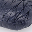 Miu Miu Matelasse Hand Bag Leather 2way Navy Gold Auth 199410V-18