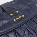 Miu Miu Matelasse Hand Bag Leather 2way Navy Gold Auth 199410V-20