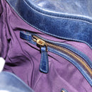 Miu Miu Matelasse Hand Bag Leather 2way Navy Gold Auth 199410V-25