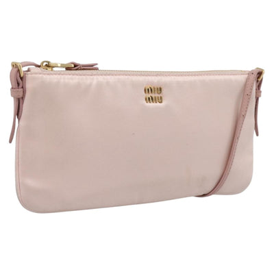 Miu Miu Shoulder Bag Satin Pink Gold Auth 199414A