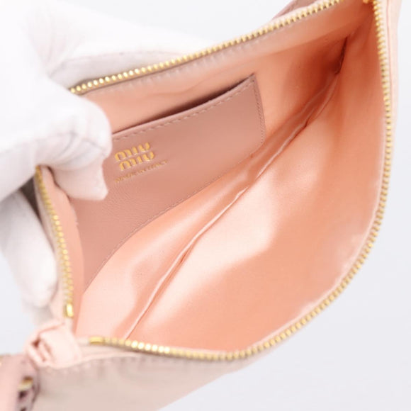 Miu Miu Shoulder Bag Satin Pink Gold Auth 199414A