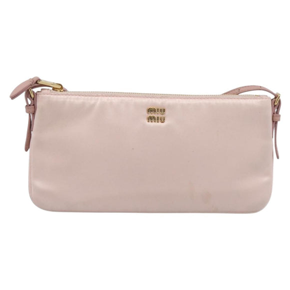 Miu Miu Shoulder Bag Satin Pink Gold Auth 199414A