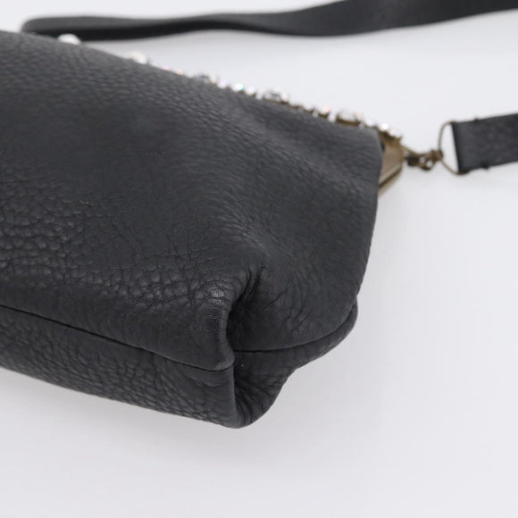 Miu Miu Shoulder Bag Leather Black Gold Auth 199415V