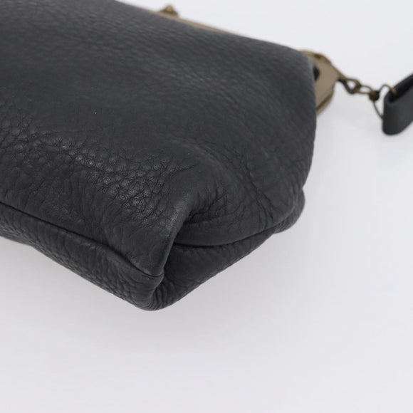 Miu Miu Shoulder Bag Leather Black Gold Auth 199415V
