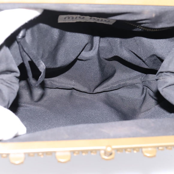 Miu Miu Shoulder Bag Leather Black Gold Auth 199415V