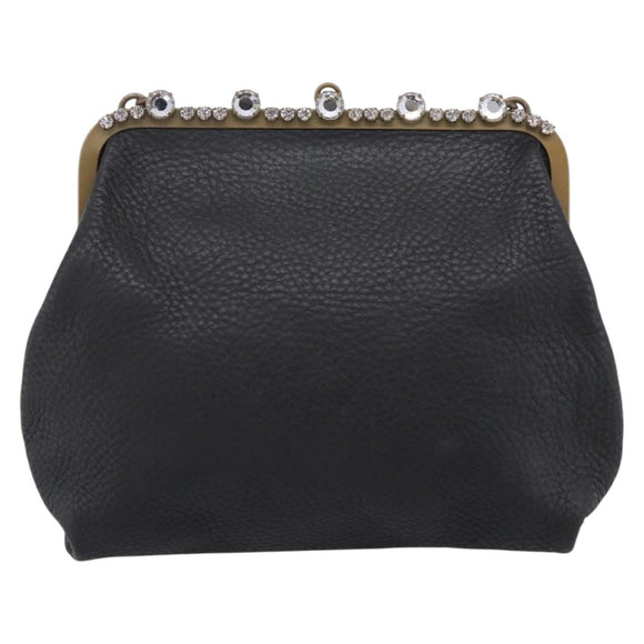 Miu Miu Shoulder Bag Leather Black Gold Auth 199415V